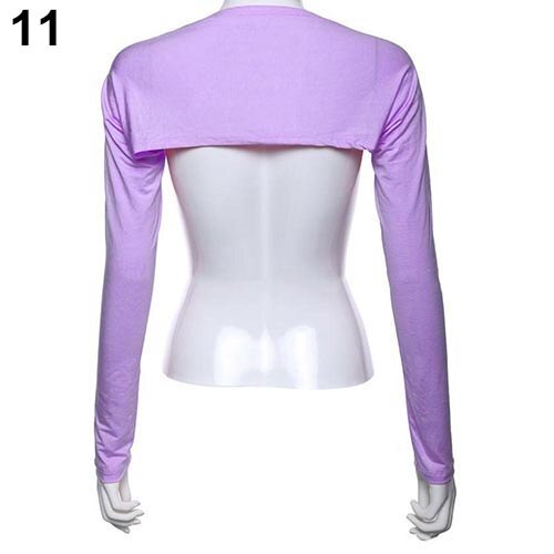 Vrouwen Solid Katoen Stretch Een Stuk Schouder Mouw Zon Arm Cover: Lavender