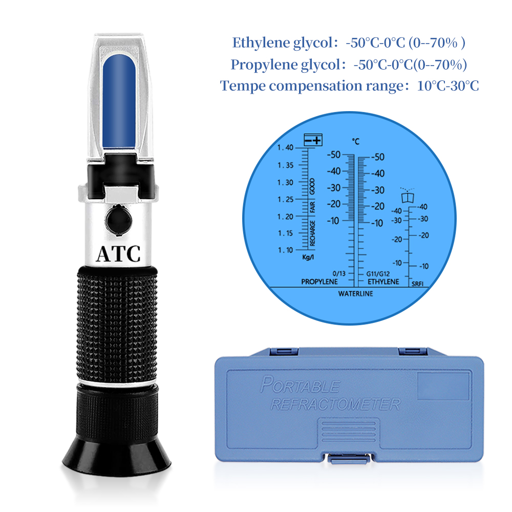 4 in 1 Car Automotive Antifreeze Refractometer EngineBattery Fluid Glycol Refractometro Glass Freezing Point Water Coolant Teste: Red