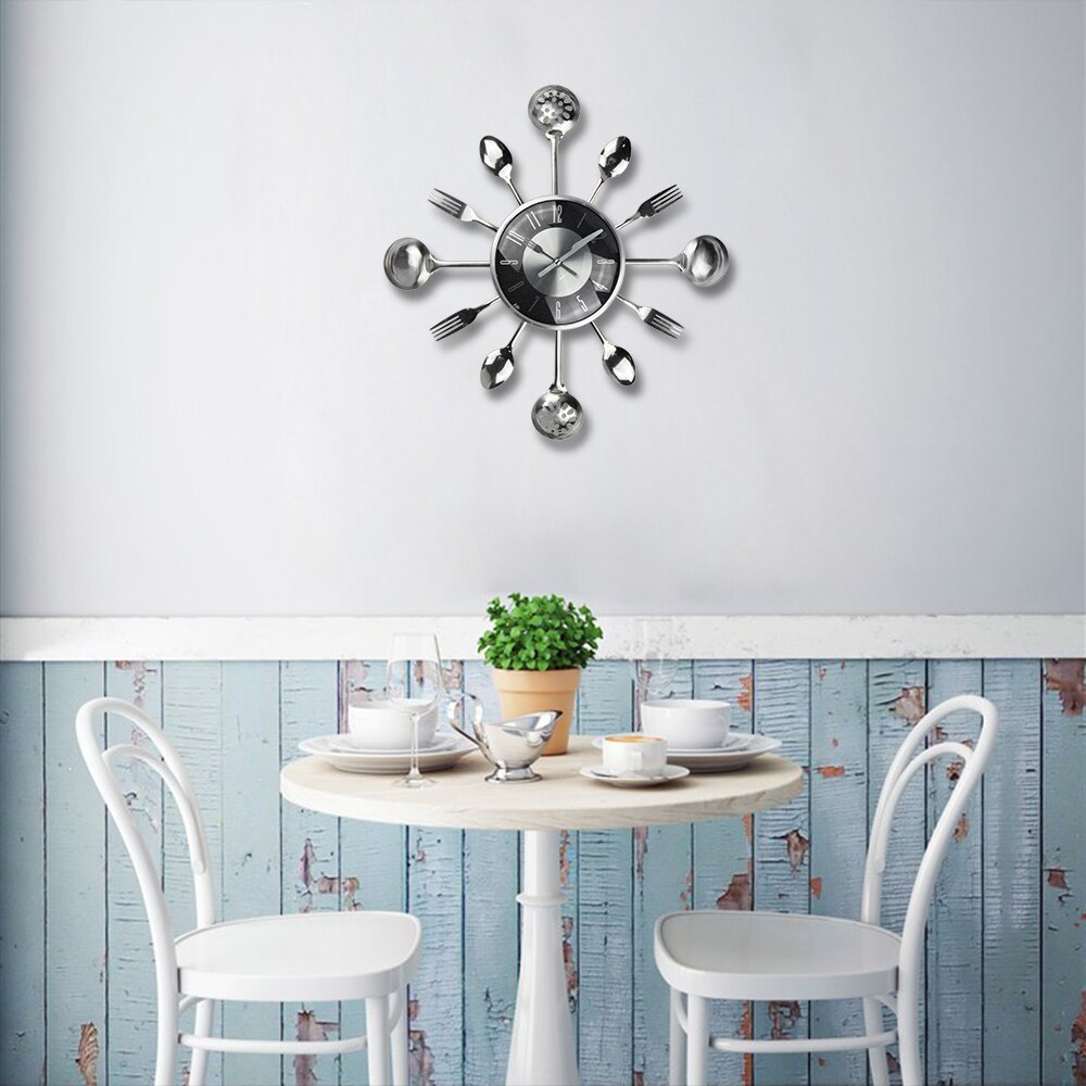 18 Inch Large Wall Clocks Metal Spoon Fork Kitchen Wall Clock Cutlery Home Decor Kitchen Clock