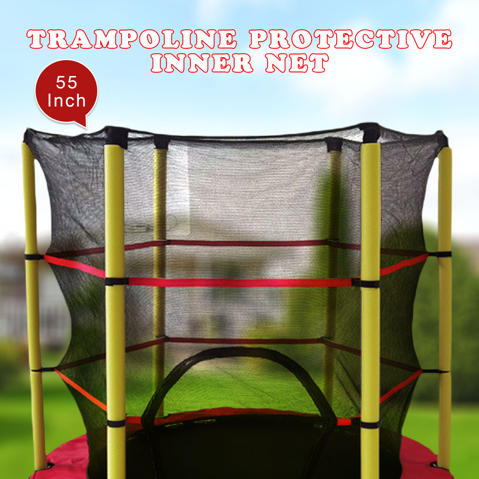 55 In Trampoline Security Net Trampoline Enclosure Net Polyethylene Safe Jumping Pad Protective Fence For Kids Beneficial