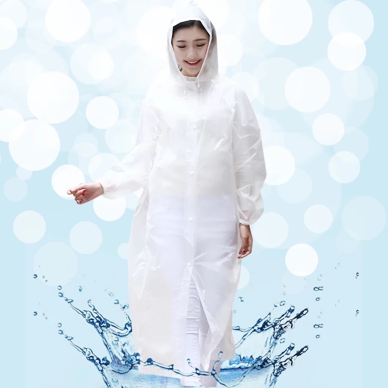 Manteau de pluie en plastique pour homme et femme, imperméable et réutilisable, Transparent: WHITE