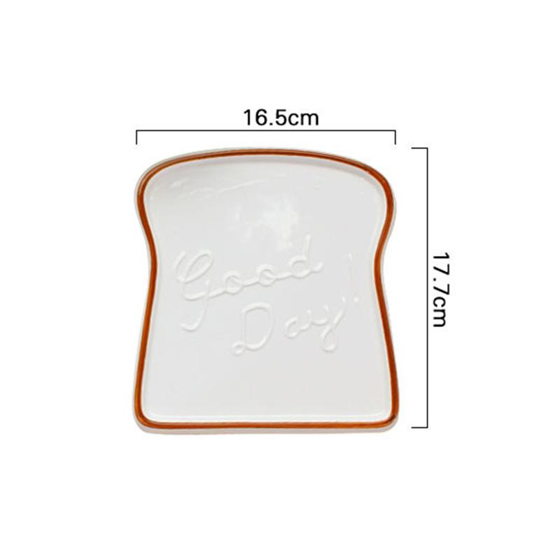 Ceramic Toast Shaped Dinner Plate Porcelain Bread Salad Dessert Plate Morning Dish for Kitchen Restaurant (Coffee)