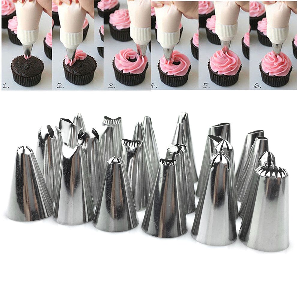 24 stks/set Rvs Icing Piping Cake Nozzles Russische Gebak Versieren Tips Bakken Tools Voor Cake Dessert