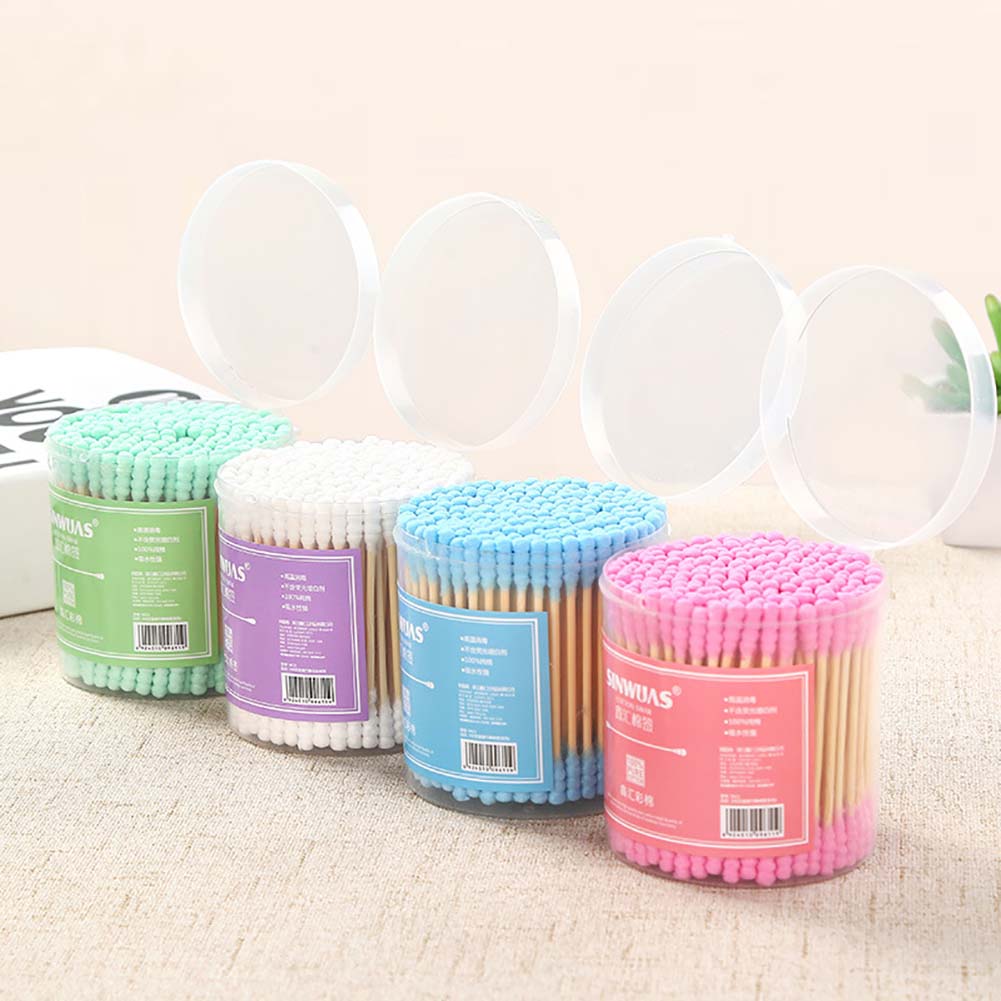 Coton tige r utilizable oreille cabeza de doble hilo desechable Limpieza de oreja algodón bastoncillos varilla de papel ecoamigable palos hilo