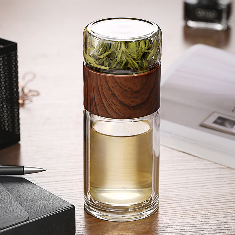 Dobbelt glas vandflaske med etui te drikke flaske infuser tumbler drikkevare vandflaske miljøvenlig