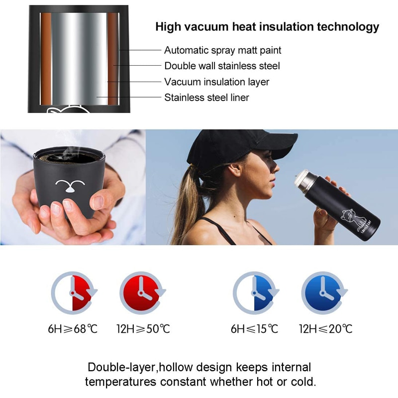 Termo para té , botella de agua aislada, frasco térmico para café, taza, enfriador, cerveza, termo de acero inoxidable, artículos para beber al aire libre