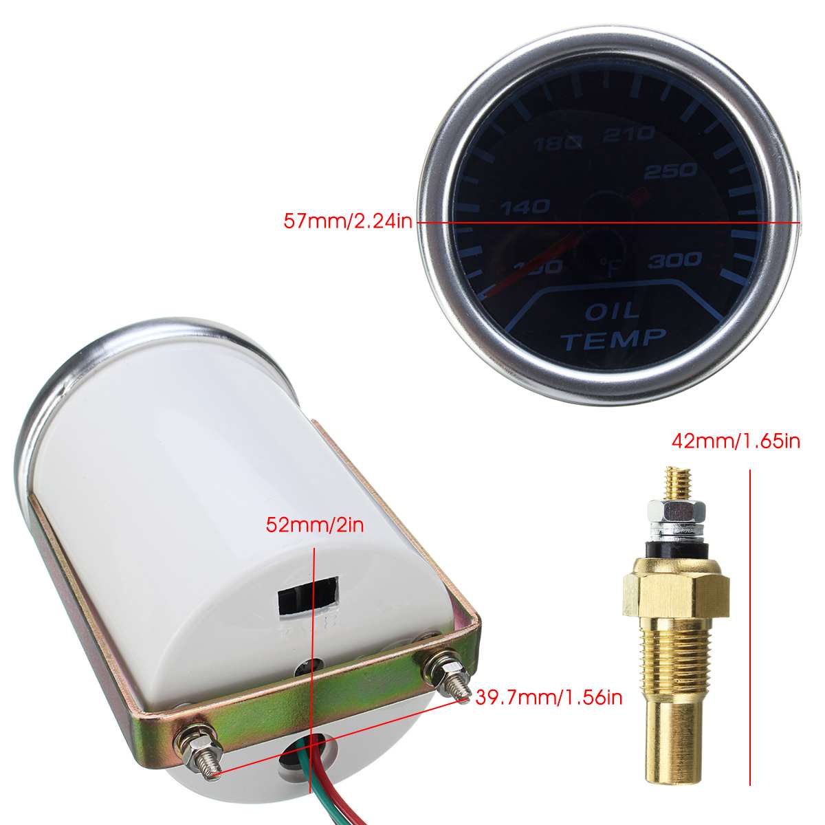 Universal 2" 52mm Car Gauges Boost Gauge Bar EXT Water Temp Oil Temp Gauge LED Light Display