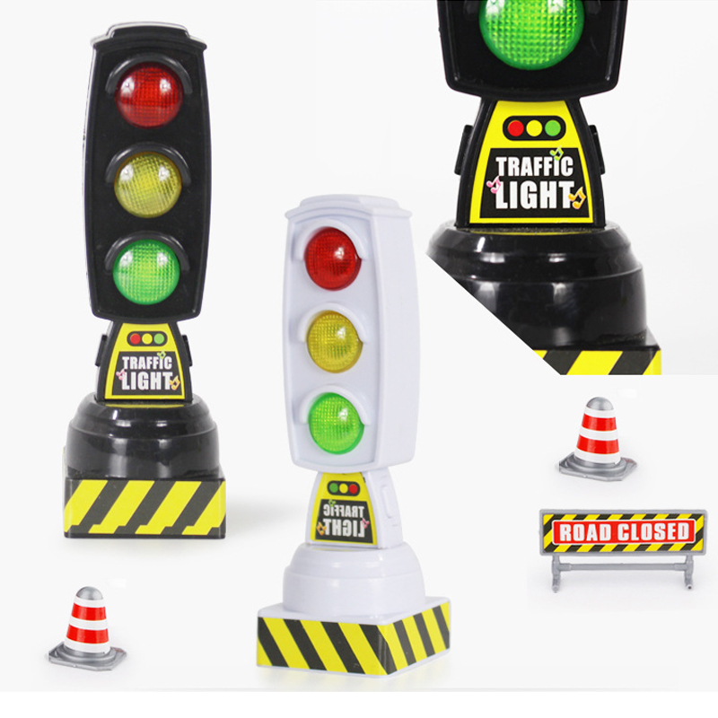 Black White Simulation Traffic Signs Stop Music Light Block Model Kids Toys Game Model Toy Early Educational Toy For Child