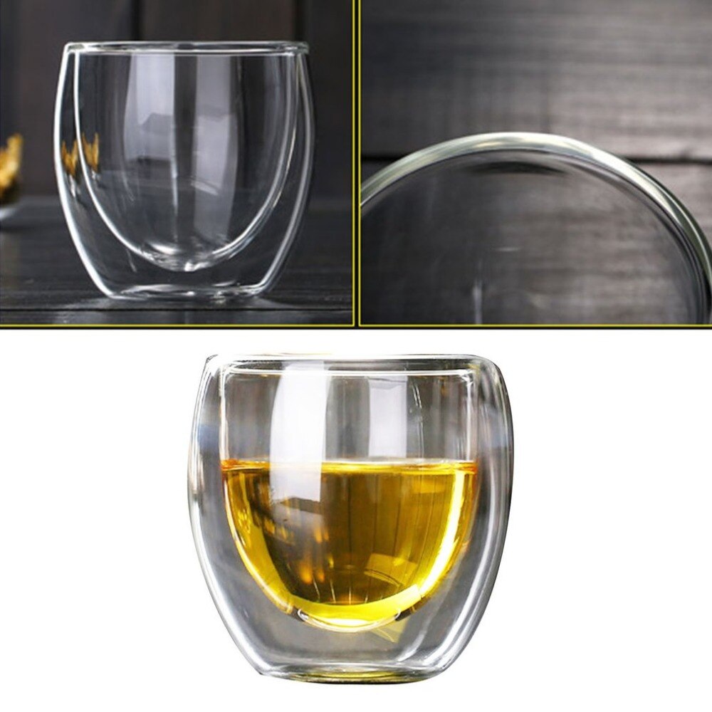 Varmebestandig dobbel vegg glass kopp 80/250/350/450 ml øl kaffe vann kopper gjennomsiktig kopp drikke glass sett