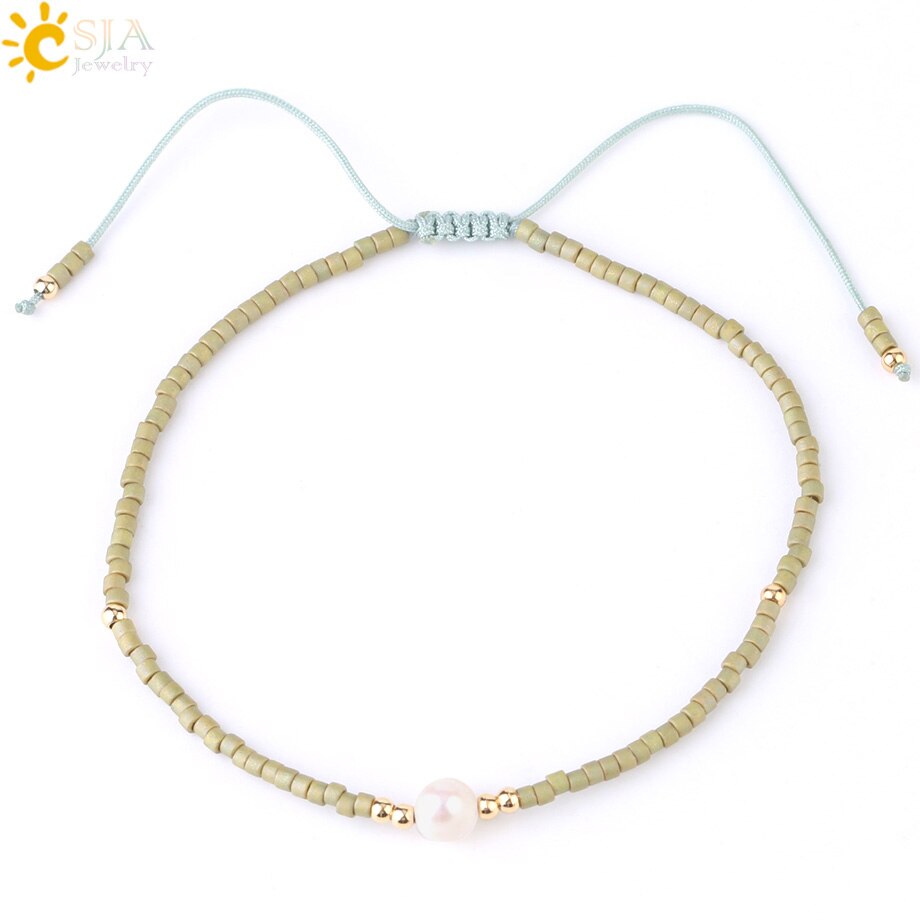 CSJA, Pulseras Miyuki de verano para Mujer, Pulseras para Mujer, , cuentas de perla Delica, joyería de mano, pulsera chapada en Color Metal S337: C