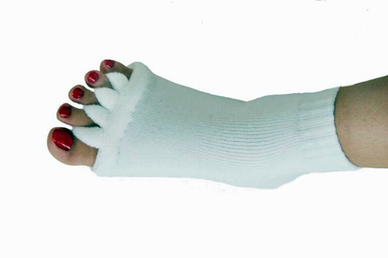 1 paire de chaussettes à cinq orteils, séparateurs de chaussettes de cyclisme, correcteur d'oignon, hallux valgus, orteils orthopédiques pour femmes, cosmétiques, beauté: Blanc
