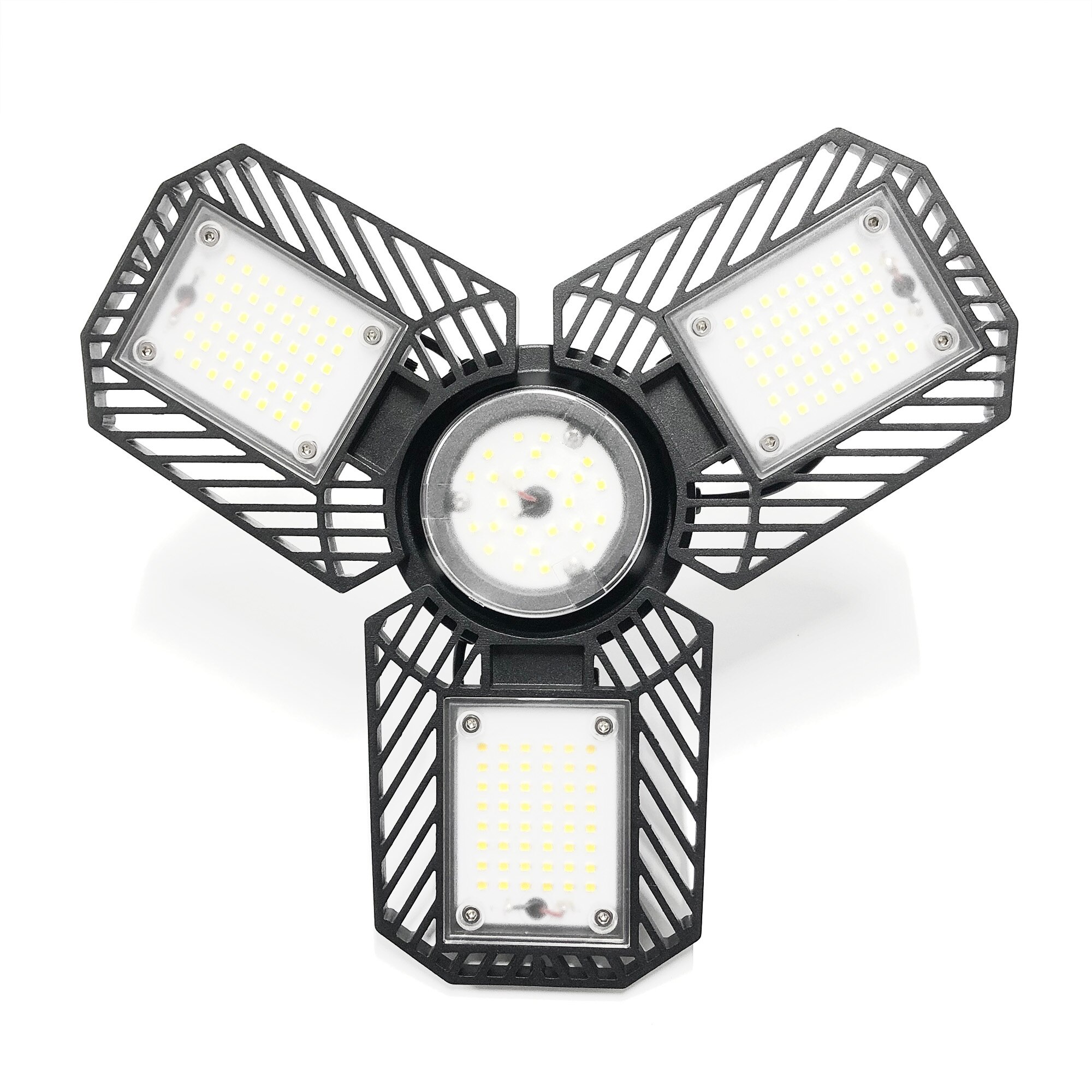 80W 9600lm 6000K E26/E27 Super Brightness Deformable LED Garage Ceiling Light with 3 Foldable Panels Flood Lights