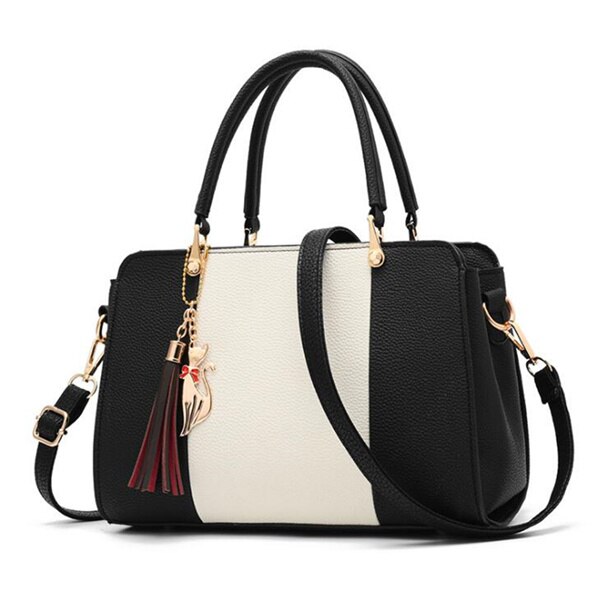 Yogodlns Patchwork Shoulder Bag - Women's Tassel Tote - PU Leather Crossbody Purse - Versatile Style