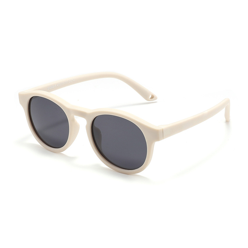 Primeras gafas de sol para bebé de 0 a 3 años, para recién nacido, con correa, redondas, flexibles, polarizadas UV400, accesorio de gafas de sol de silicona para bebé: Beige