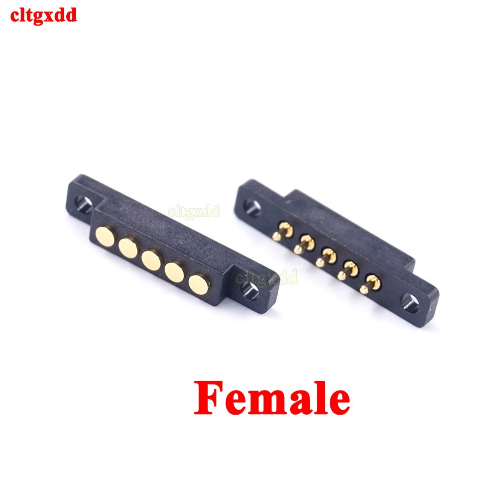 1pcs Spring Loaded Connector Pogo Pin 5 Pin 2.54 MM Pitch Through Holes PCB Vertical With Flange Panel Mount Single Row Strip: Female