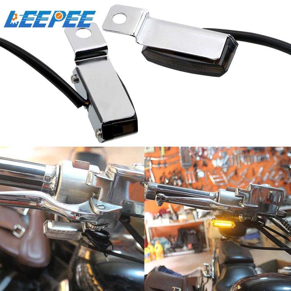 Leepee 2 Stuks Universele Motorcycle Knipperlichten Mini Led Signaal Lamp Streamer Knipperen Motorfiets Accessoires