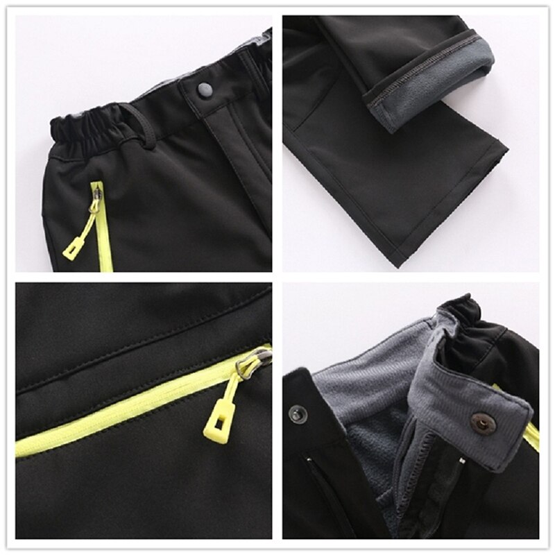 Children Winter Softshell Hiking Pants Thermal Fleece Kids Pants Outdoor Waterproof Camping Trekking Skiing Thousers