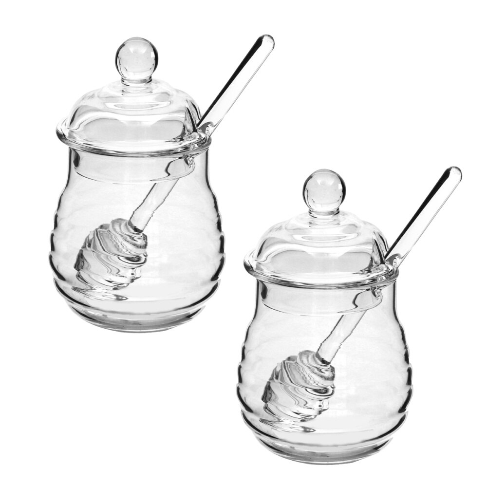 Bote de cristal para Miel de 250ml, tarro transparente para mermelada con cucharón y tapa para uso doméstico para Cocina