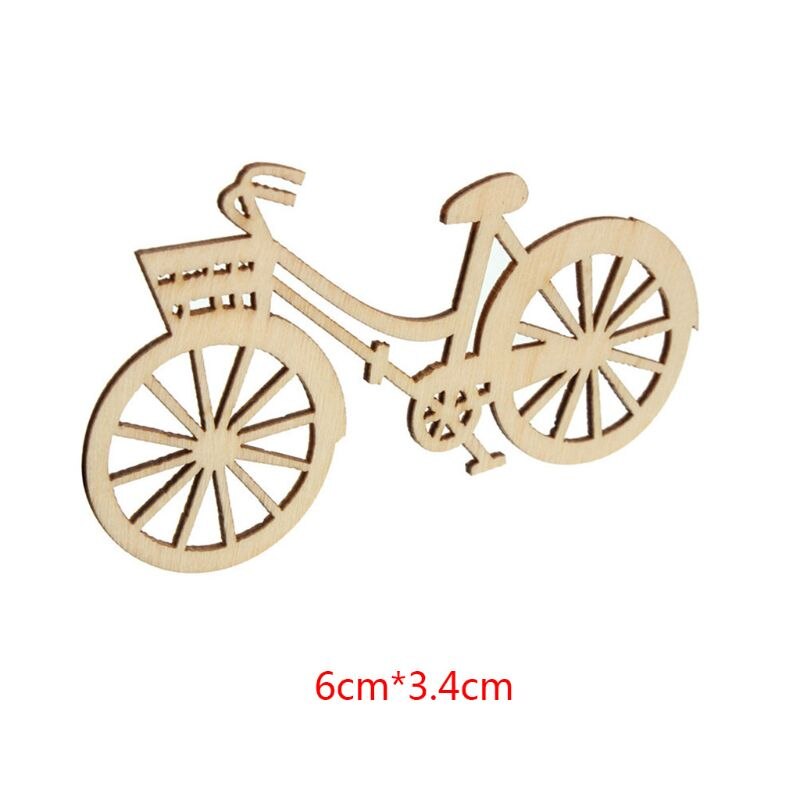 10 stücke Holz Fahrrad Fahrrad Ausschnitt Furniere Scheiben DIY basteln Ornament Thema Hochzeit Hause Dekoration