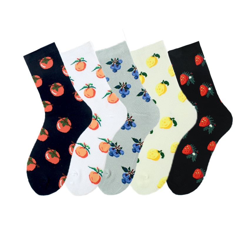 Dorosłe owoce bawełniane skarpetki soczyste cytryny pomidor borówka miód brzoskwinia truskawkowe cytryny pomidory jagody brzoskwinie truskawki