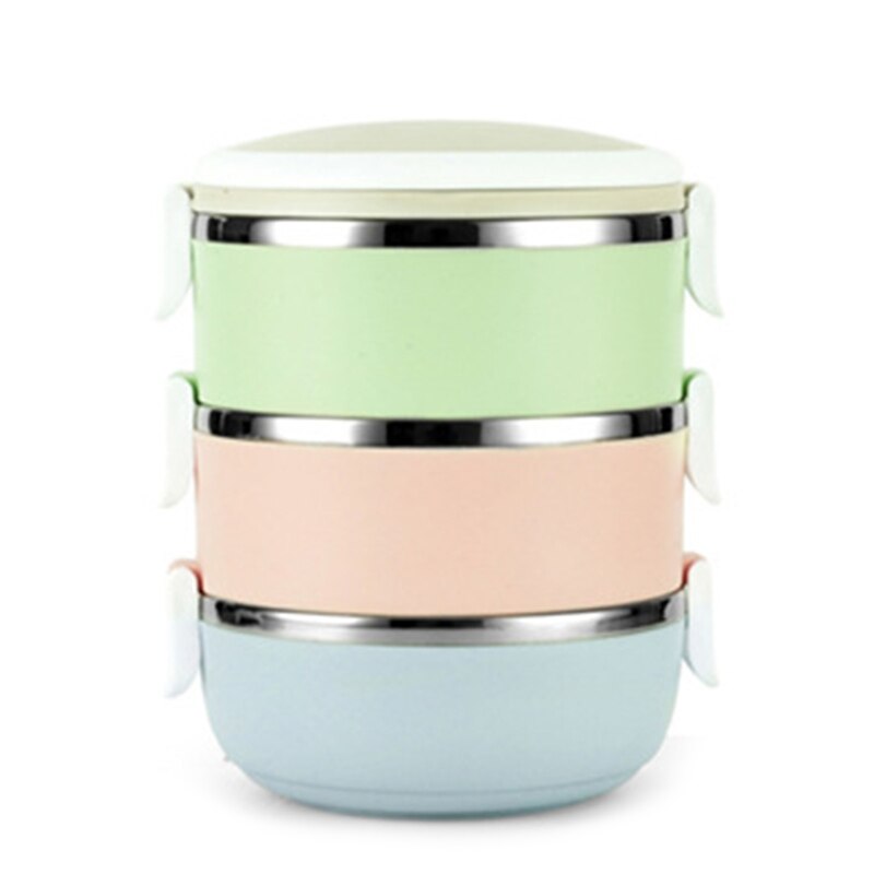 1/2/3/4 Layers Portable Stainless Steel Round Lunch Box Bento Thermal Insulated Food Storage Container Dinnerware
