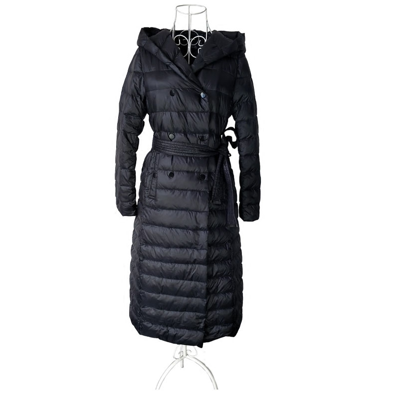 Vår høst kvinner hvit andedun jakke lang dun parkas hette dame ultra lett yttertøy kvinne slank tynn svart frakk