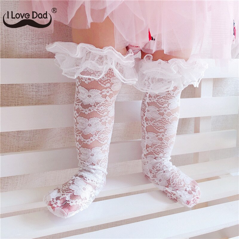 Lace Ruffle Kids Girls Socks Breathable Mesh Baby Knee High Socks Summer Ultra-thin White Baby Girls Toddler Socks