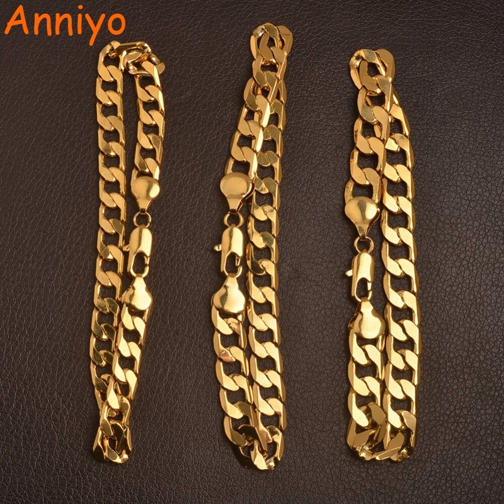 Anniyo (1 pieza), cadena de color dorado, pulseras de eslabones para hombres, mujeres, Unisex, brazaletes árabes africanos de Oriente Medio, #009716