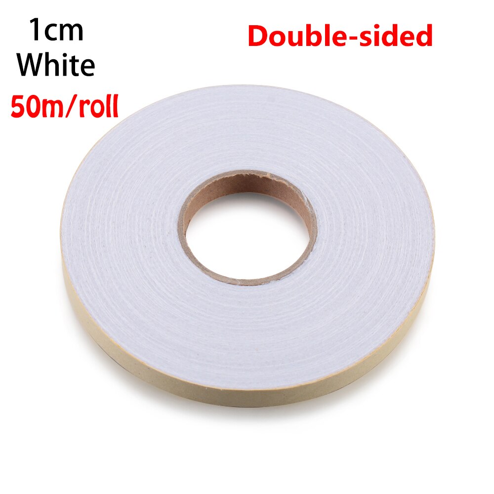 50/100M Black & White Wonder Web Iron On Hemming Tape Double Faced Adhesive Fabric Roll Clothes Sewing Turn Up Hem DIY Craft: 1cm-50m(White)