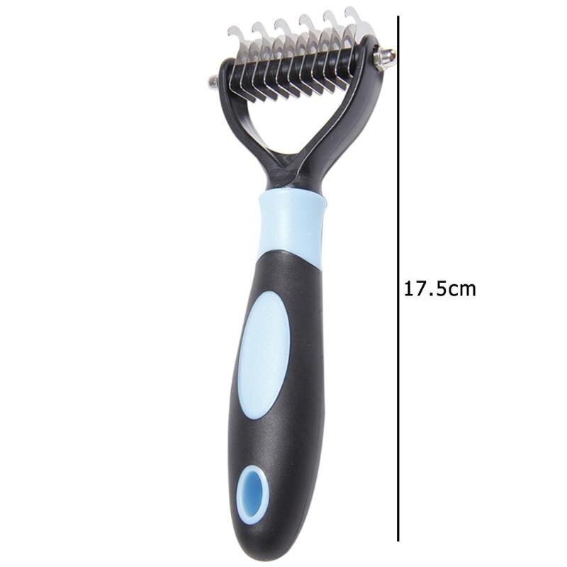 VKTECH Hair Removal Comb Pet Fur Knot Cutter Remove Rake Grooming Shedding Brush Comb Rake Dog Cat Dematting Deshedding Brush: Blue