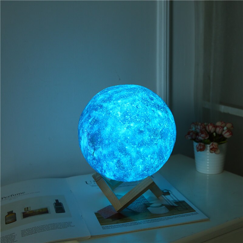 Creatieve 3D Afdrukken Ster En Maan Lamp Kleurrijke Verandering Tactile Decorateur Usb Led Nachtlampje Galaxy Lamp