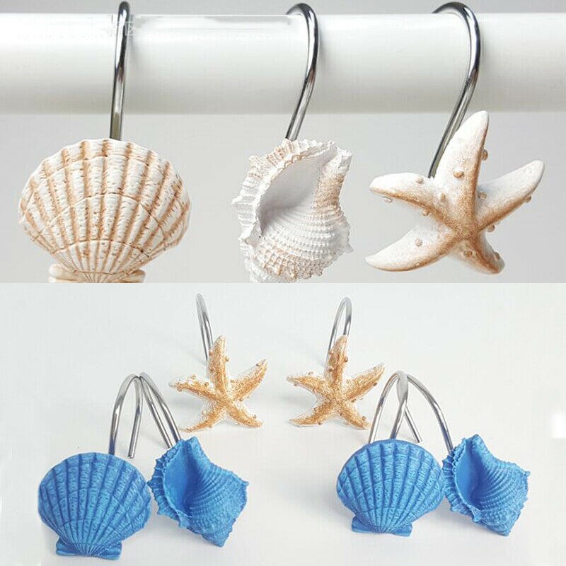 12 stuks decoratieve schelpen douchegordijnhaken badkamer strand schelp decoratie