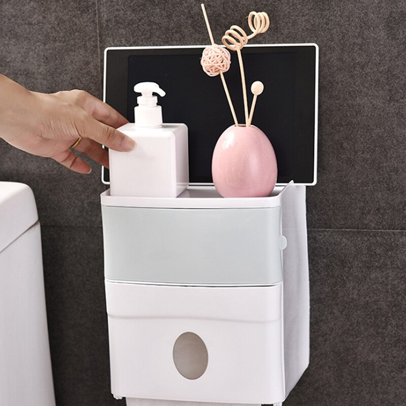 Porte-papier hygiénique étanche en plastique porte-serviettes en papier mural salle de bain étagère boîte de rangement Portable porte-rouleau de toilette