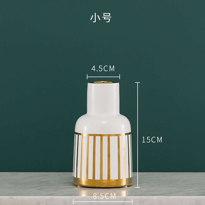 Nordic Rustic Home Decor Ceramics Vases Golden Grain Texture Vase Hydroponics Floral Flowerpot European Style White Ceramic: small