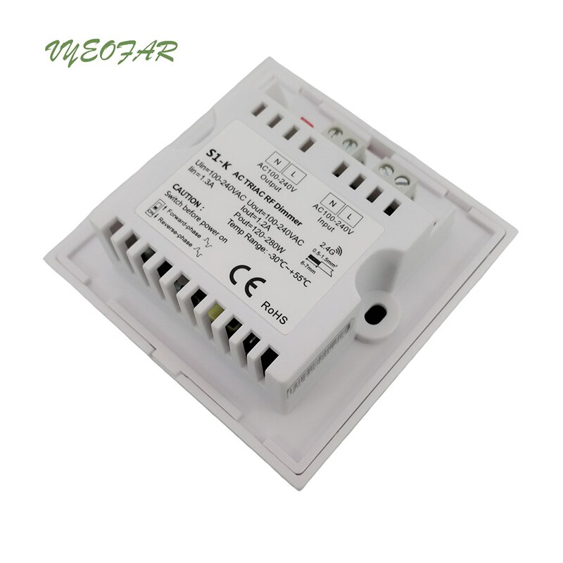 Novo Led Triac Dimmer AC 100-220 V de Alta Tensão de Entrada de Saída do Diodo Emissor de Bordo de Fuga Escurecimento Wall Mounted 1.2A triac Dimmer S1-K