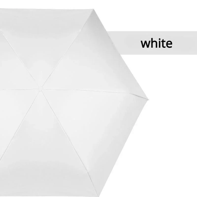 Anti UV Super Mini bolsillo compacto sombrilla plegable lluvia a prueba de viento viaje mini paraguas: Blanco