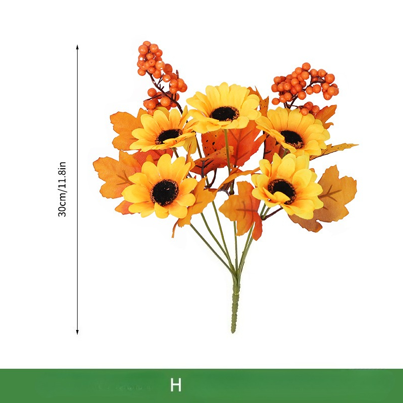 Tuindecoratie Simulatie Esdoornbladeren Zonnebloemen Oranje Boeket Kerstmis Halloween Auditorium Decoratie Kunstbloemen: Oranje