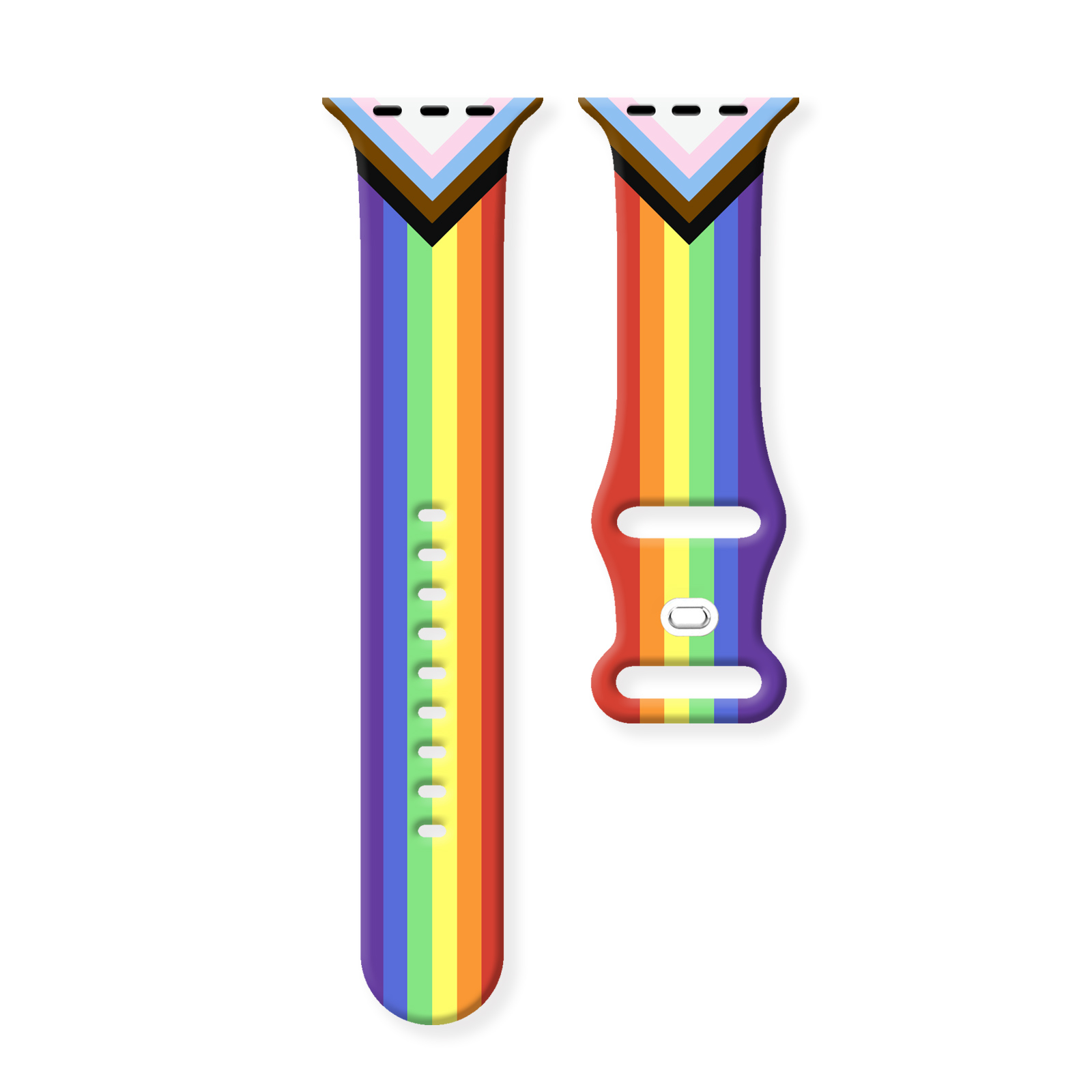 Bracelet imprimé arc-en-ciel pour Apple Watch 10 9 8 7 SE, Bracelet en Silicone remplaçable pour iWatch 44mm 42mm 41mm 40mm: M / GREEN BLUE