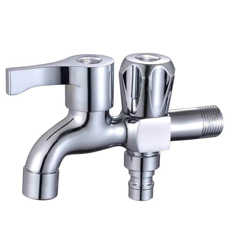 Brass Washing Machine Tap 1 in 2 out Water Faucet Wall Mount Bibcock Garden Laundry Mop Pool Tap Dual Handle Washing Machine Tap: B