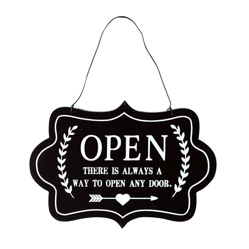 Greeting Business Notice Window Wall Decor Store Hanging Sign Display Double Side Restaurant Door Cafe Crafts Wooden Board