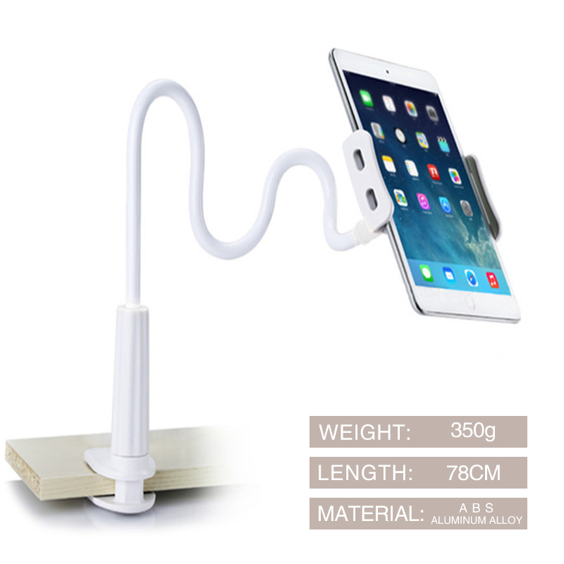 Soporte Flexible para Tablet, Soporte para IPad Mini Air/mobile phone de 3,5 a 10,5 pulgadas, Soporte para cama perezosa, Soporte para tableta, Soporte Flexible: Thick white