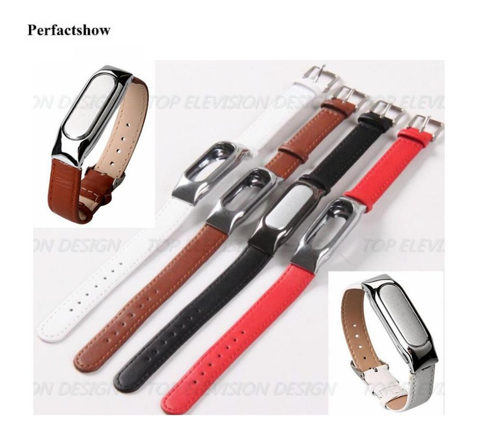 Bracelet de rechange en cuir pour xiaomi mi band 2 2 avec clip métallique et film protecteur