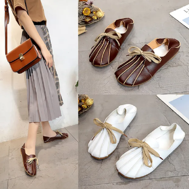 Scarpe stringate da donna carine leggere di alta qualità Zapatos De Mujer Lady Casual White Hotel Work & Office Flat Shoes A149