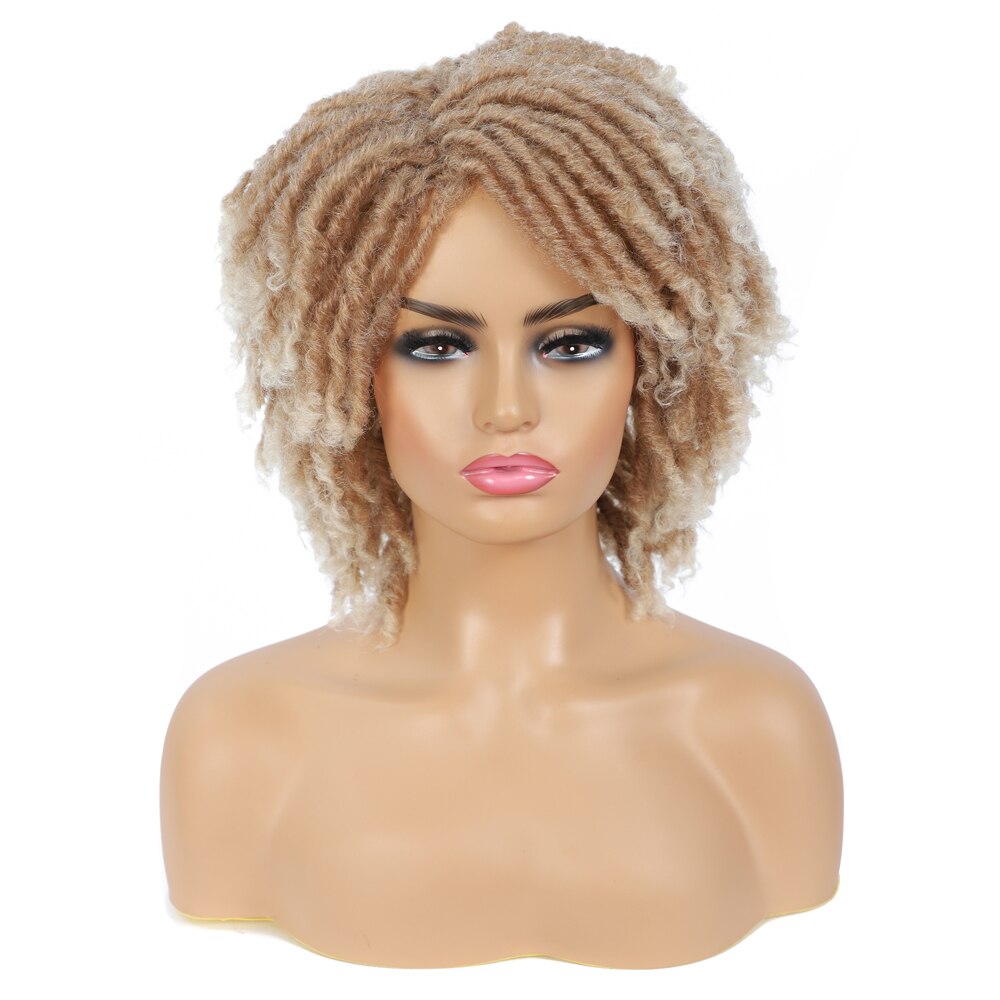 Peluca de rastas trenzada Twist negro marrón corta resistente al calor Crochet Soul Locs pelucas de pelo sintético para mujeres blancas y negras: #613