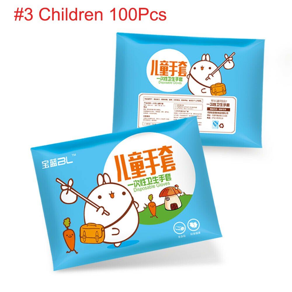Bolsa de 100 guantes desechables multifuncionales, guantes desechables transparentes para lavar platos, cocina de jardín para niños: B