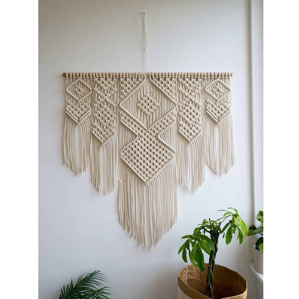 Boho Decor Macrame Hand Geweven Geometrische Katoen Tapijt Muur Opknoping Bohemian Ambachten Geometrische Kunst Wandtapijt Kamer Decoratie