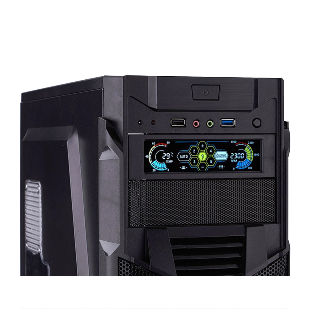 STW Fan Controller LCD Touch Screen Plastic 5.25 Inch Bay Front 5 Fan Speed Computer Cooling