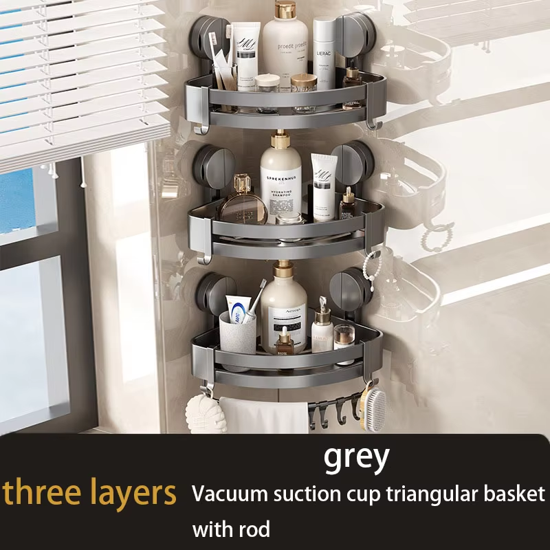 Badkamer Zuignap Type Opbergrek Zonder Ponsen Statiefrek Toilet Muur Hoek Muur Hangende Opbergplank: Lichtgrijs