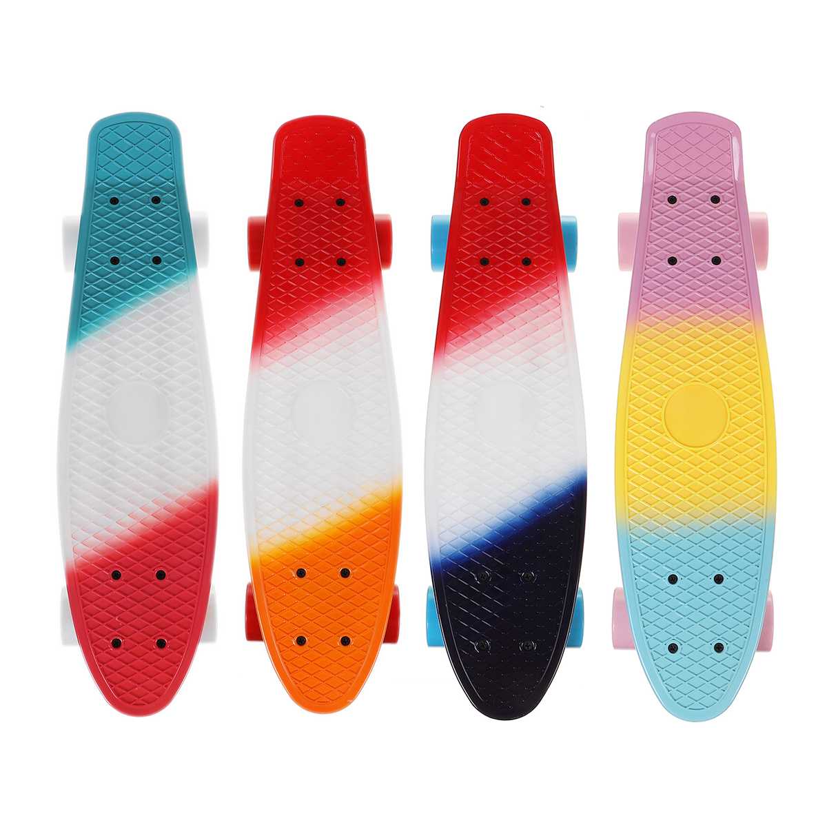 22Inch 4 Kleuren Plastic Mini Cruiser Skate Board Vis Board Kinderen Scooter Longboard Skateboards Retro Longboard Board Wiel