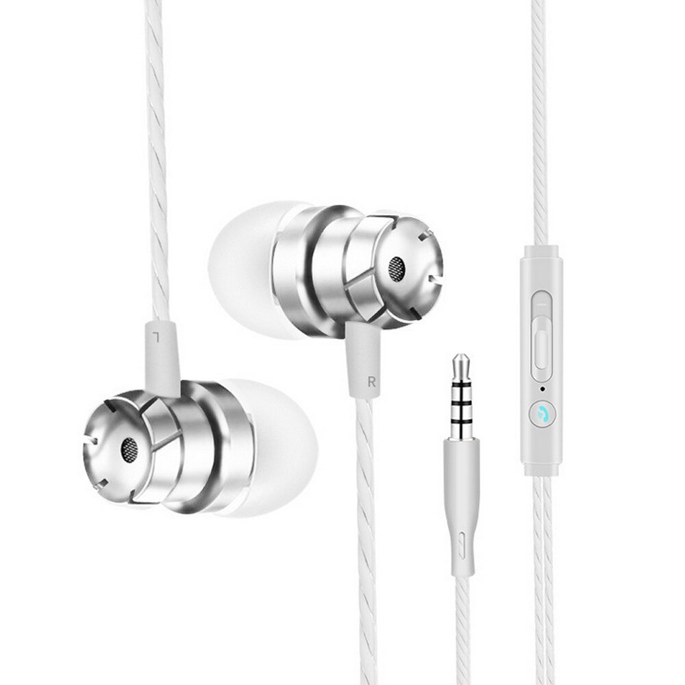 In-Ear Avondmaal Bass Metalen Oordopjes Oortelefoon Hoofdtelefoon Microfoon 3.5Mm Verbeterde Turbo Draad Controle Met Tarwe Oordopjes: Zilver